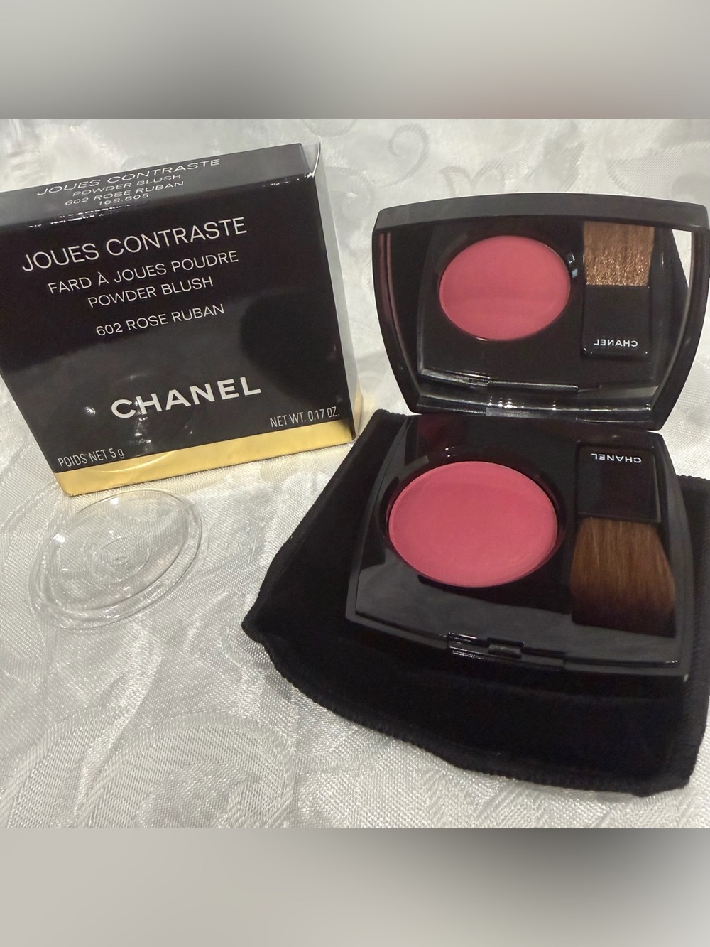 CHANEL Joues Contraste Powder Blush - Rose Ruban Pink #602 New